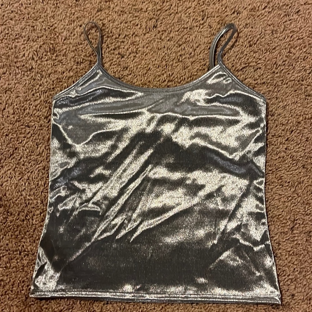 NY&CO shimmering silver tank with built in bra support. Size Medium